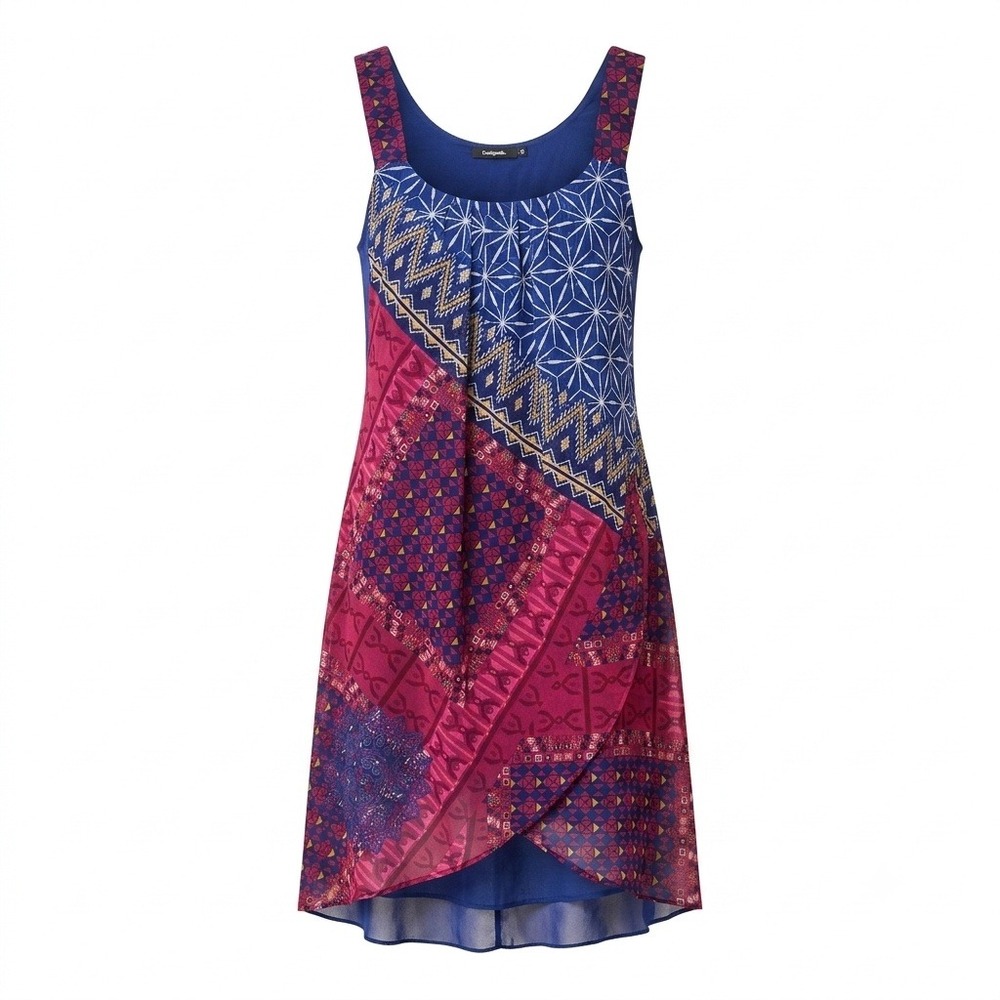 Desigual Boho Patchwork Shift Dress Women Medium Ibiza Festival Artsy Resort